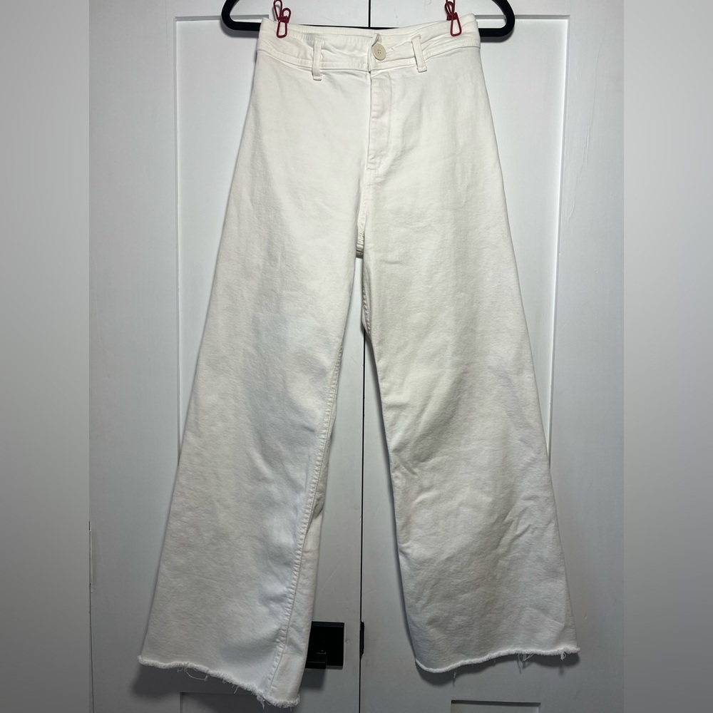 ZARA White High-Rise Wide Leg Pants | Size 4